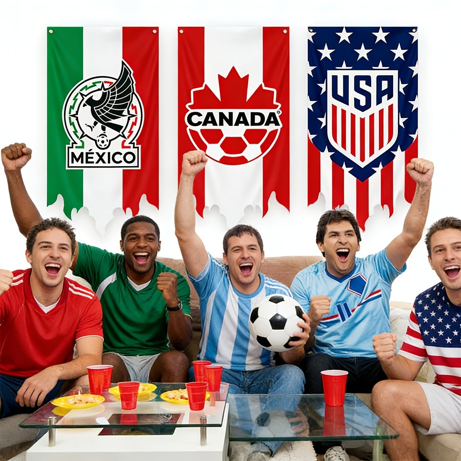 2026 USA-Canada-Mexico National Football Team Flags & Fan Support Supplies, Suitable for Outdoor Lawn Decoration