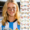 8 football temporary tattoos, perfect for parties, with a waterproof and sweat-resistant design for the face