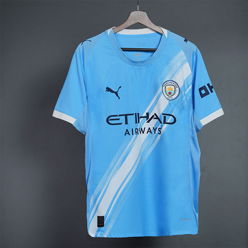 25/26 Manchester City Home Player Version Short Sleeve Jersey, Classic Blue and White Colorway