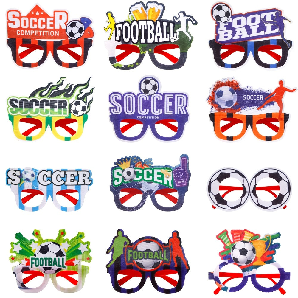 12 Pairs of World Cup Cheering Glasses: Soccer-Themed Party Decorations and Photo Props