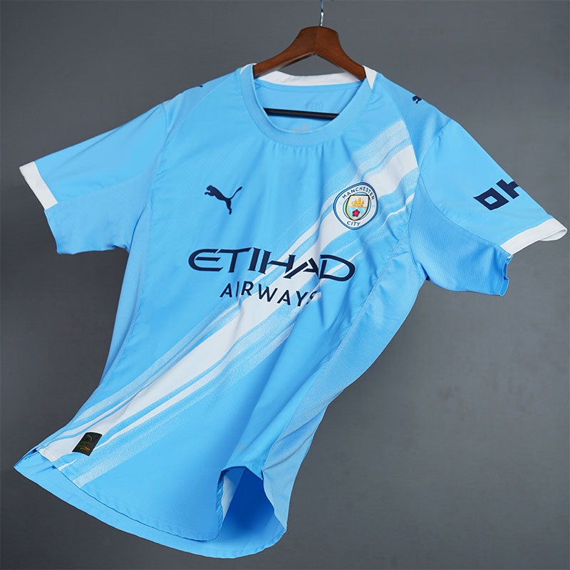 25/26 Manchester City Home Player Version Short Sleeve Jersey, Classic Blue and White Colorway