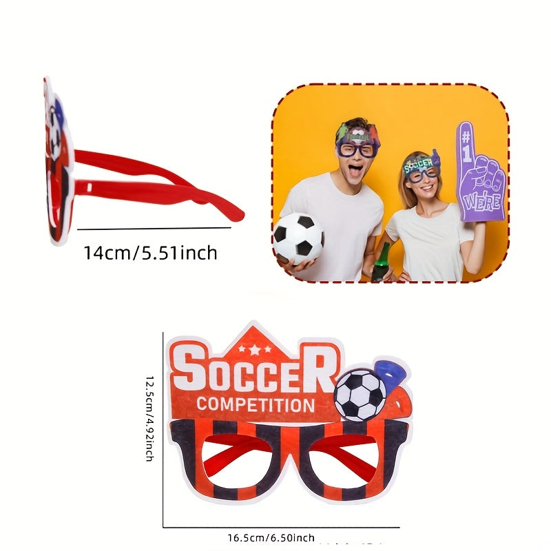 12 Pairs of World Cup Cheering Glasses: Soccer-Themed Party Decorations and Photo Props