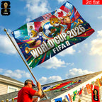 2026 USA-Canada-Mexico World Cup Banner (3x5 feet) Featuring the Host Countries' Flags