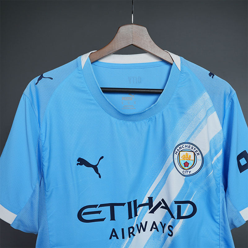 25/26 Manchester City Home Player Version Short Sleeve Jersey, Classic Blue and White Colorway