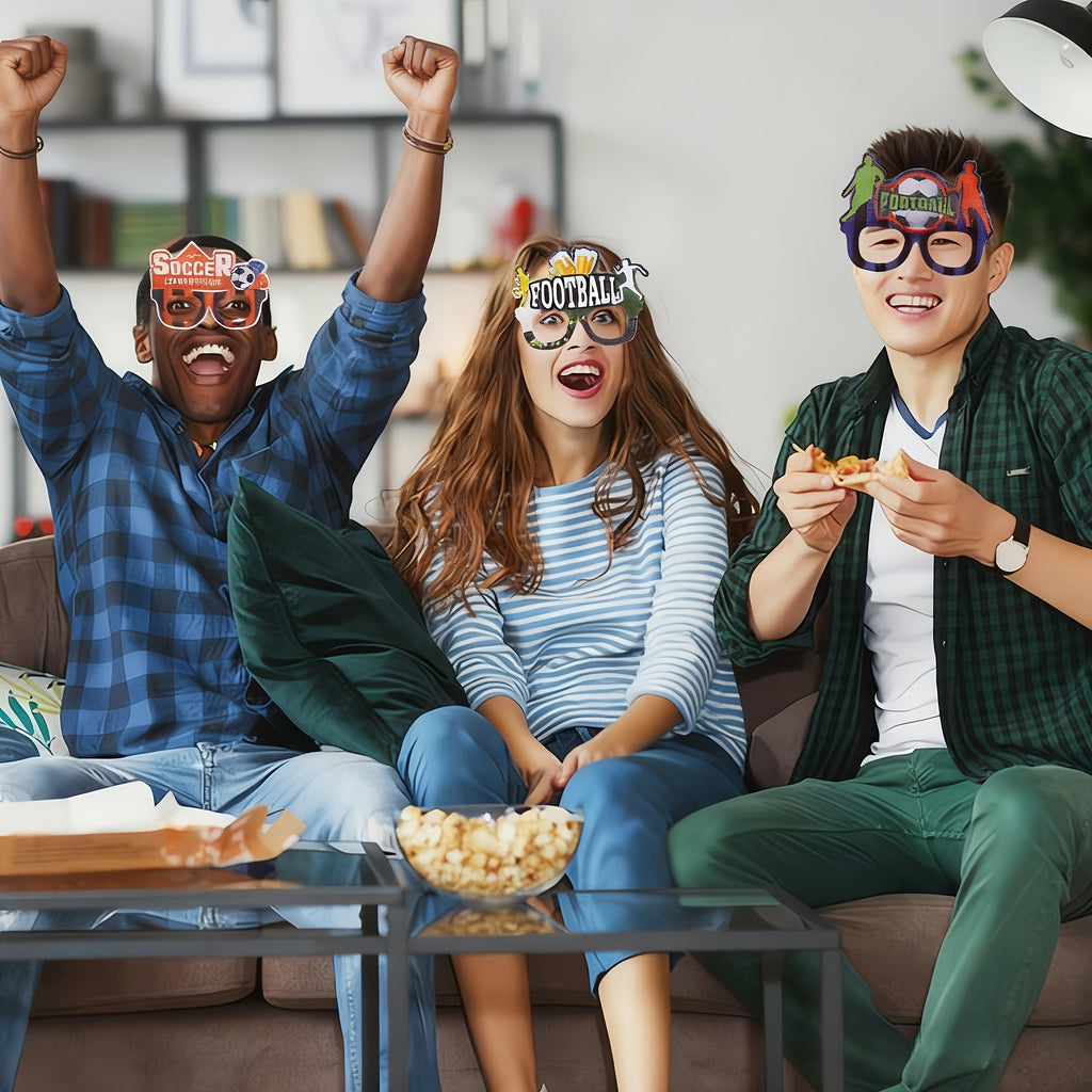 12 Pairs of World Cup Cheering Glasses: Soccer-Themed Party Decorations and Photo Props