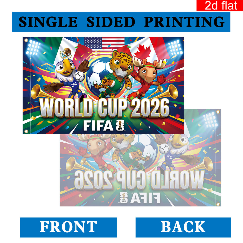 2026 USA-Canada-Mexico World Cup Banner (3x5 feet) Featuring the Host Countries' Flags