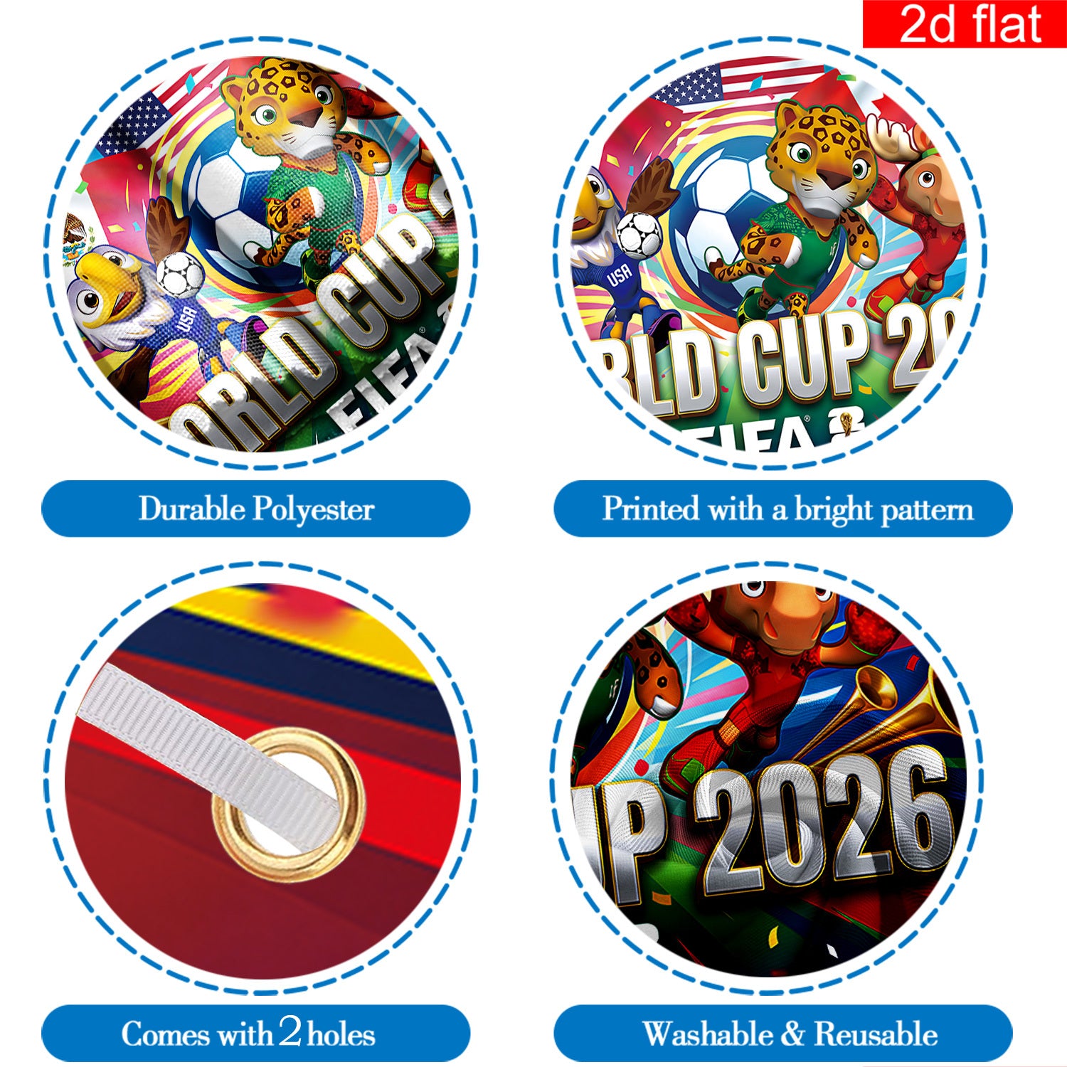 2026 USA-Canada-Mexico World Cup Banner (3x5 feet) Featuring the Host Countries' Flags