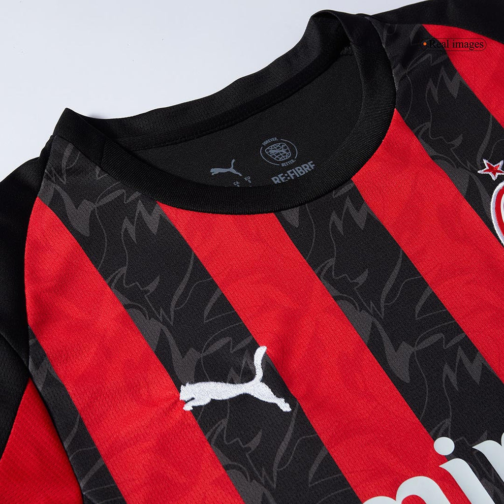 2025–2026 Season AC Milan Home Football Jersey, Short Sleeve, Red and Black Colorway