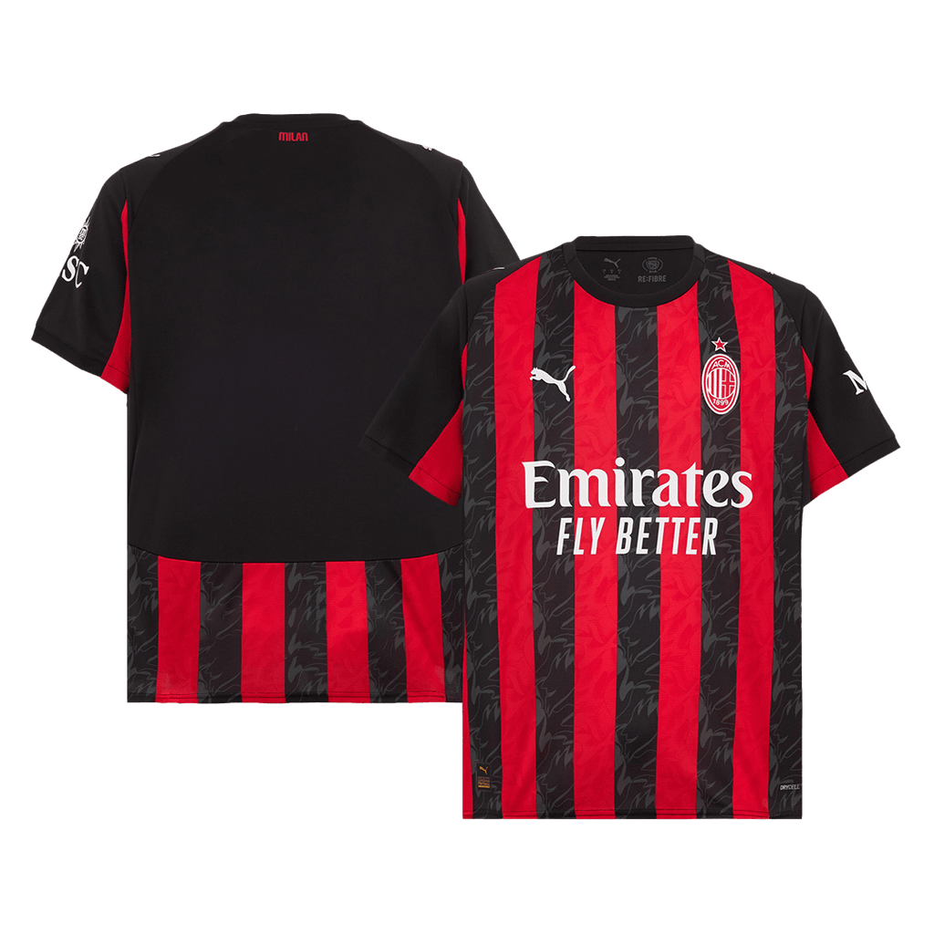 2025–2026 Season AC Milan Home Football Jersey, Short Sleeve, Red and Black Colorway