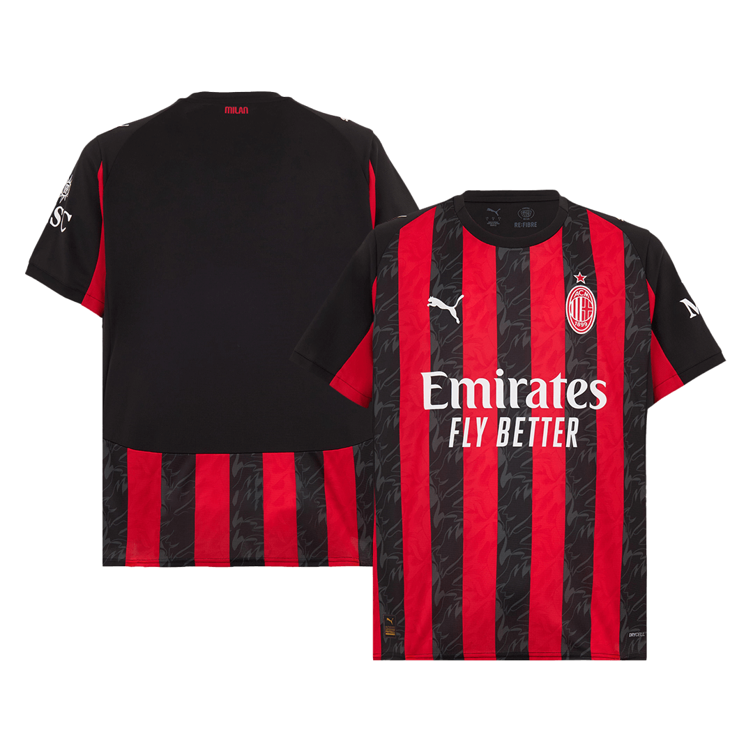 2025–2026 Season AC Milan Home Football Jersey, Short Sleeve, Red and Black Colorway