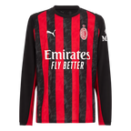 AC Milan 2025-2026 Season Home Long Sleeve Soccer Kit, Black and Red