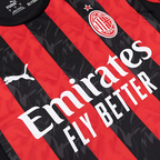 AC Milan 2025-2026 Season Home Long Sleeve Soccer Kit, Black and Red