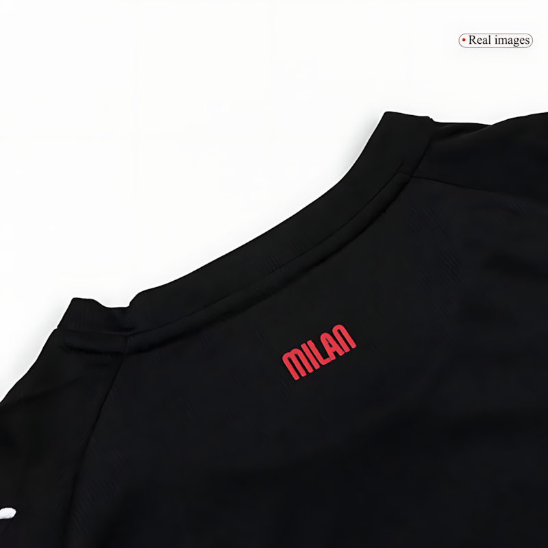AC Milan 2025-2026 Season Home Long Sleeve Soccer Kit, Black and Red