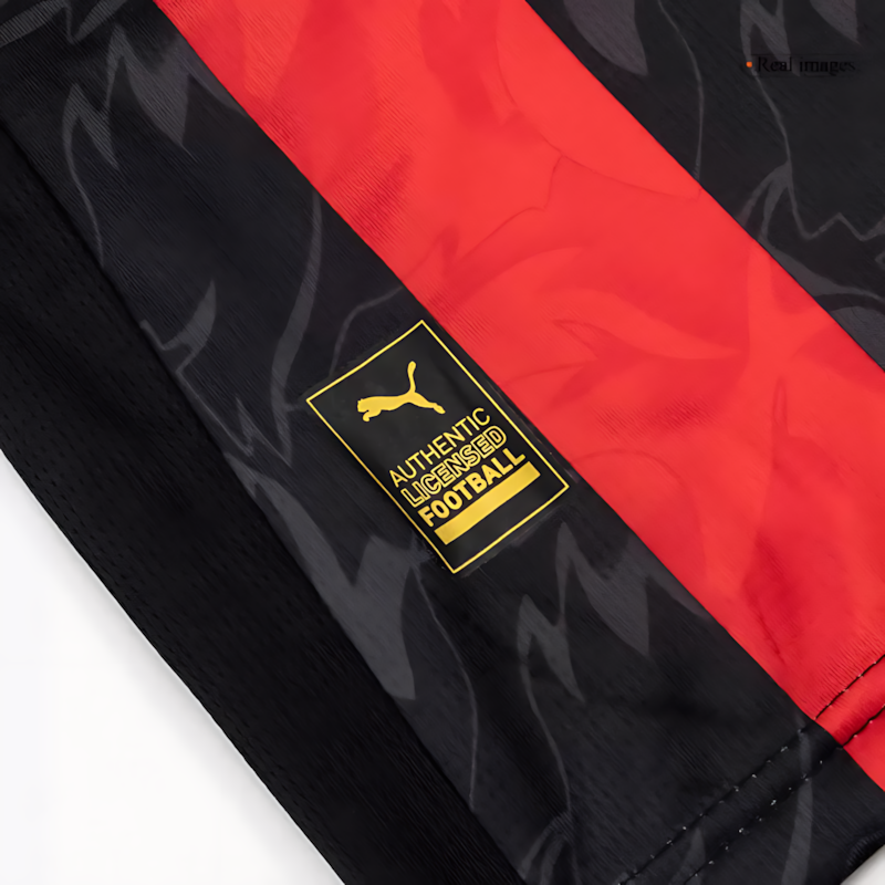 AC Milan 2025-2026 Season Home Long Sleeve Soccer Kit, Black and Red