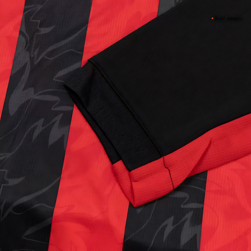 AC Milan 2025-2026 Season Home Long Sleeve Soccer Kit, Black and Red
