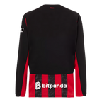 AC Milan 2025-2026 Season Home Long Sleeve Soccer Kit, Black and Red