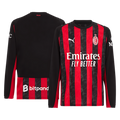 AC Milan 2025-2026 Season Home Long Sleeve Soccer Kit, Black and Red
