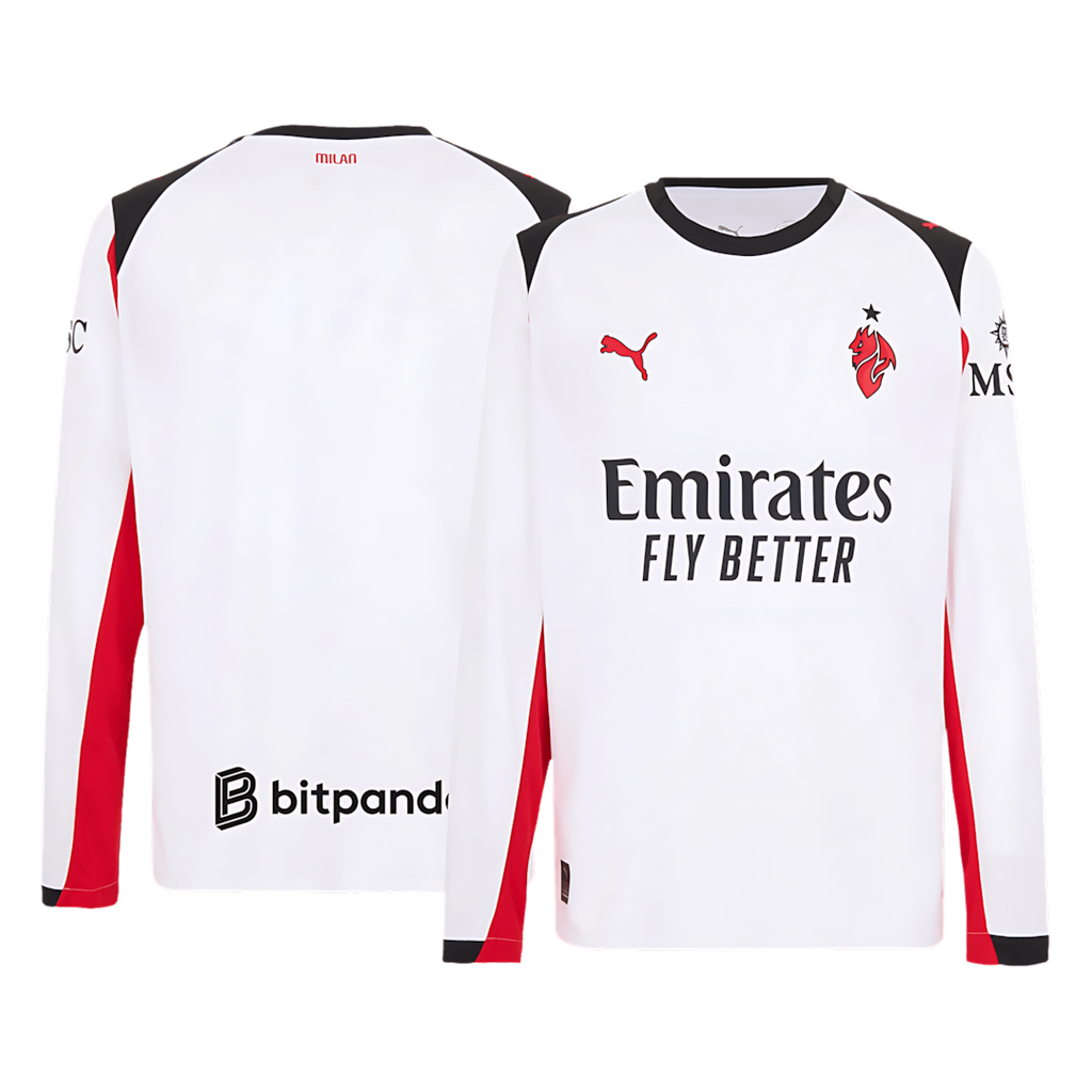 AC Milan 2025-2026 Season Away Long Sleeve Soccer Jersey, Official Apparel
