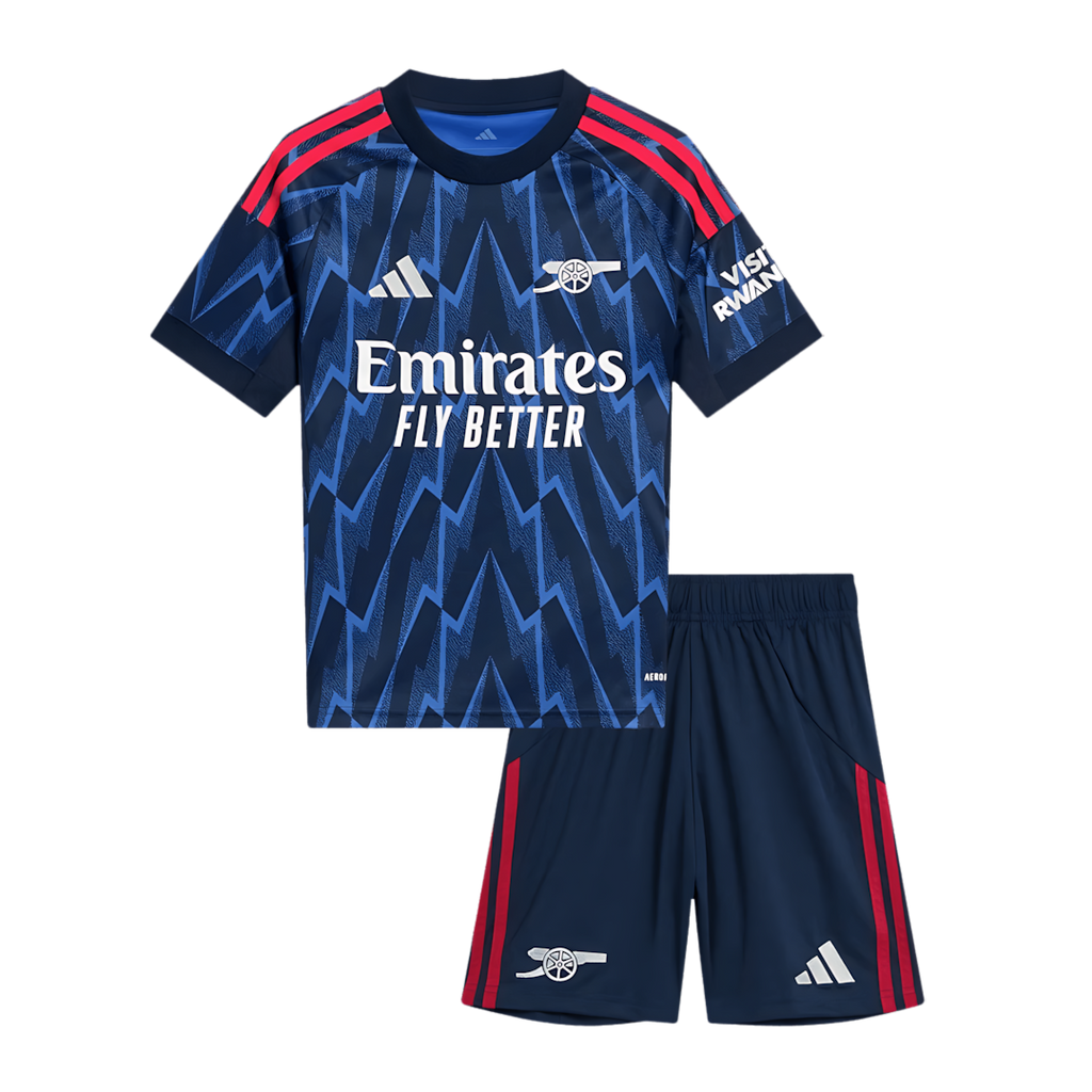 Arsenal 2025-2026 Season Away Blue Short Sleeve Football Kit, Official Apparel