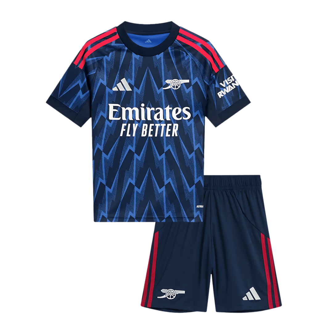 Arsenal 2025-2026 Season Away Blue Short Sleeve Football Kit, Official Apparel