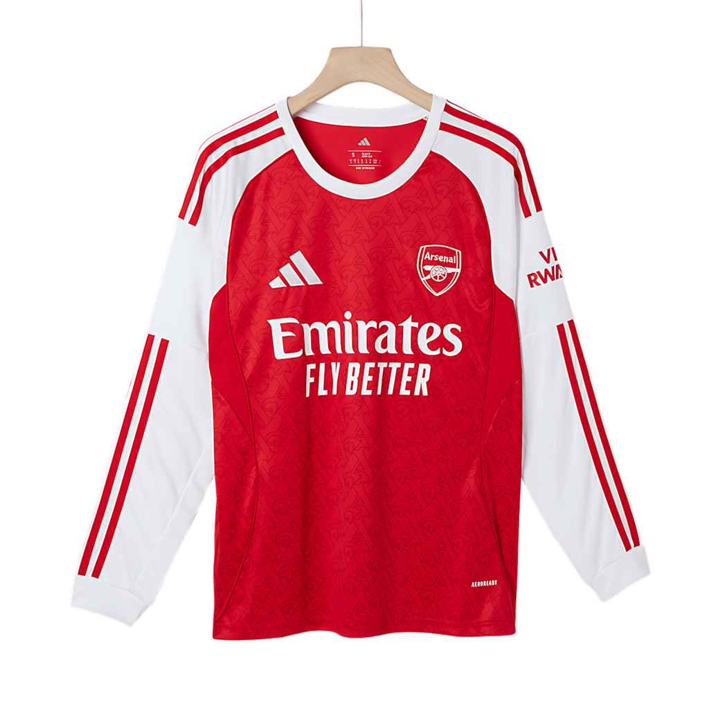 Arsenal 2025-2026 Season Home Long Sleeve Soccer Jersey, Official Apparel