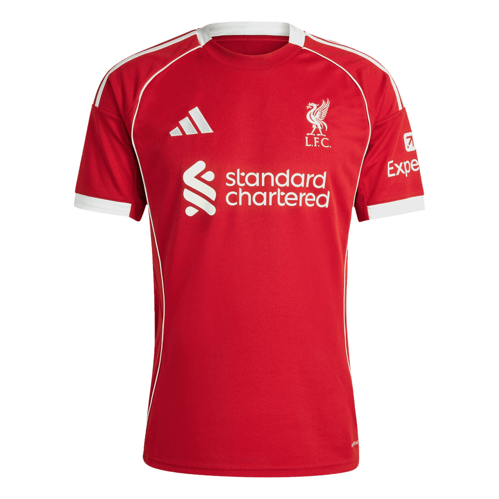 Liverpool Home Red Football Jersey 2025-2026, Classic Red and White Colorway