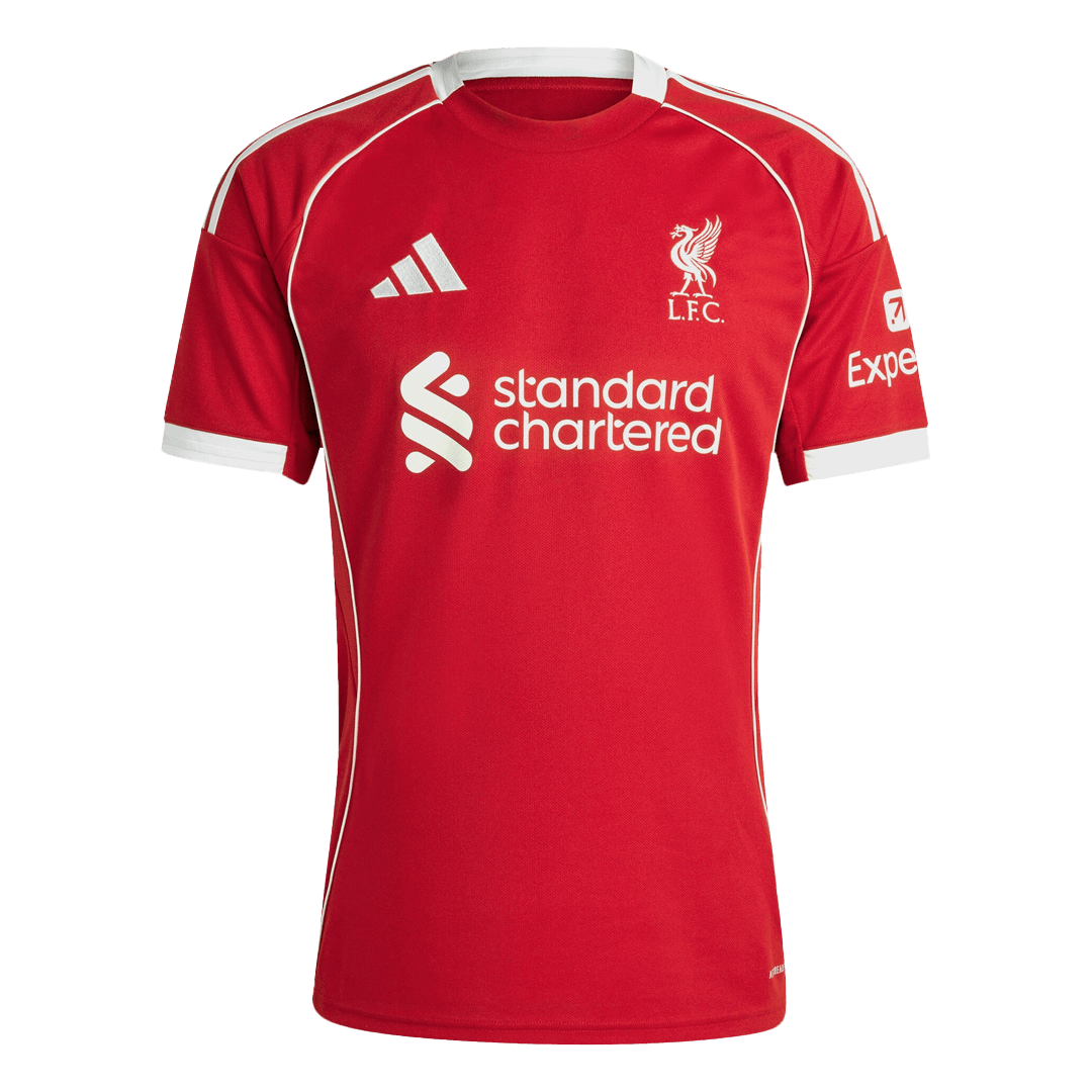 Liverpool Home Red Football Jersey 2025-2026, Classic Red and White Colorway