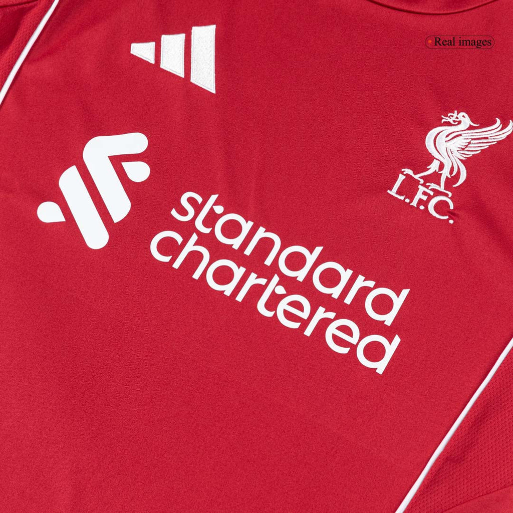 Liverpool Home Red Football Jersey 2025-2026, Classic Red and White Colorway