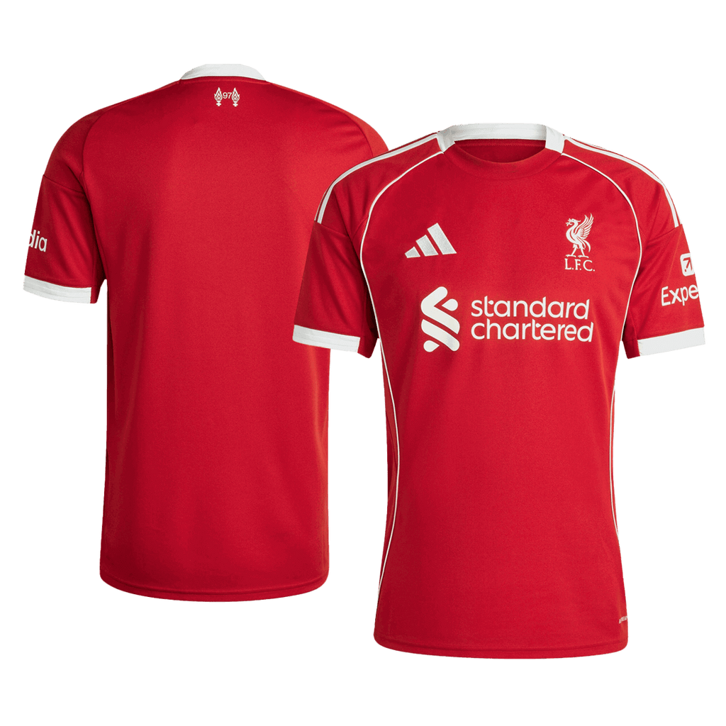 Liverpool Home Red Football Jersey 2025-2026, Classic Red and White Colorway