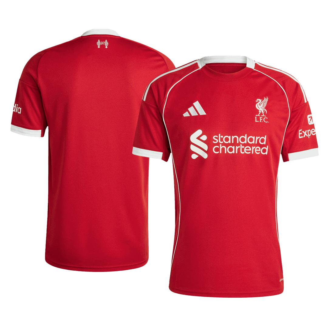 Liverpool Home Red Football Jersey 2025-2026, Classic Red and White Colorway