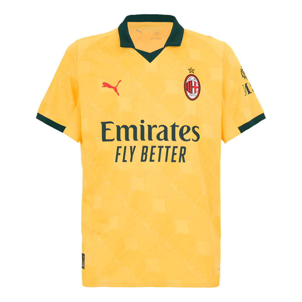 AC Milan 2025-26 Third Away Yellow Football Jersey, Fan Version
