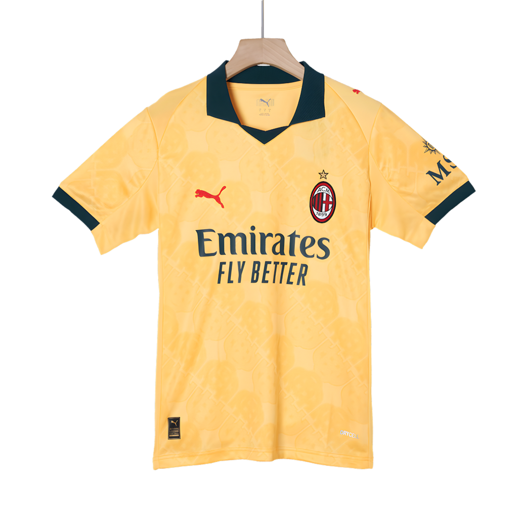 AC Milan 2025-26 Third Away Yellow Football Jersey, Fan Version