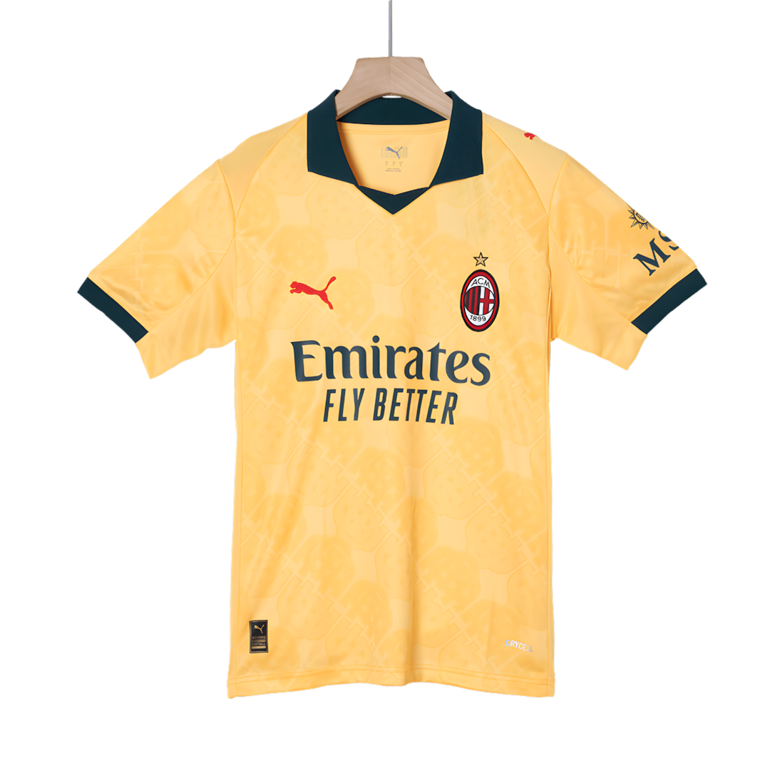 AC Milan 2025-26 Third Away Yellow Football Jersey, Fan Version