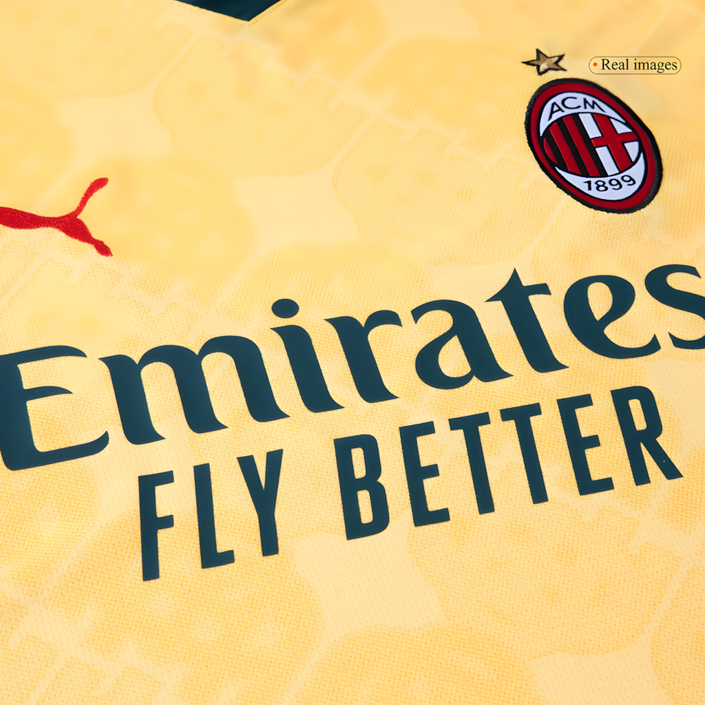 AC Milan 2025-26 Third Away Yellow Football Jersey, Fan Version