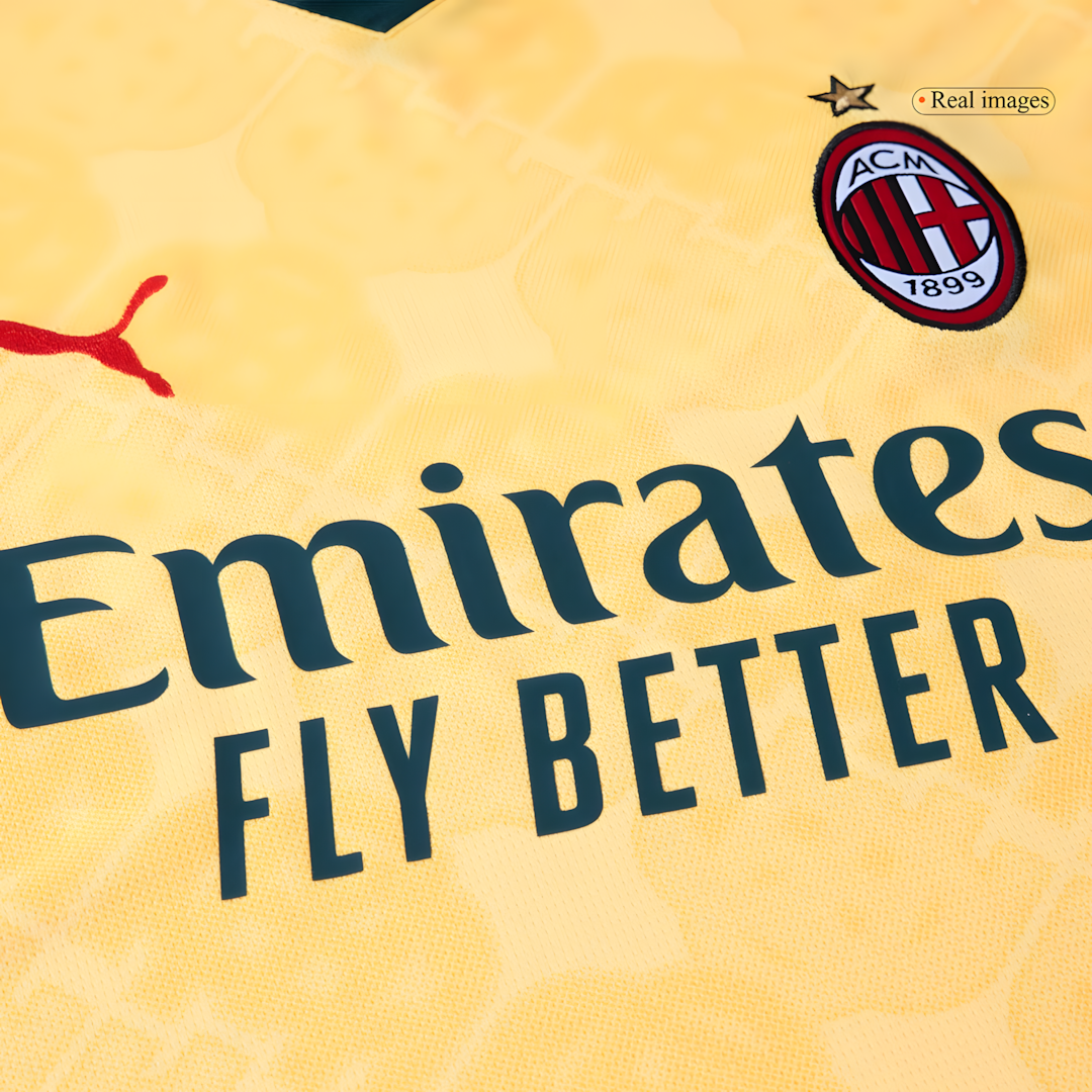 AC Milan 2025-26 Third Away Yellow Football Jersey, Fan Version