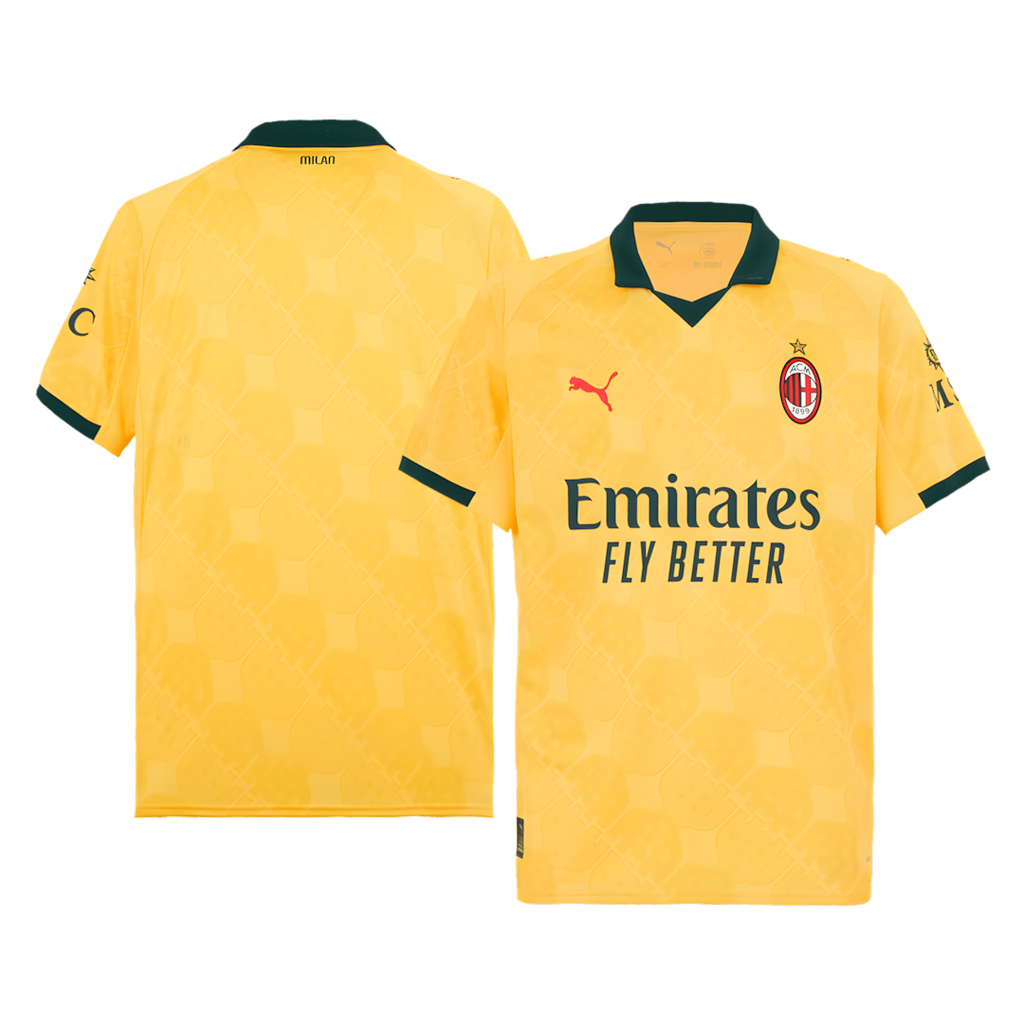 AC Milan 2025-26 Third Away Yellow Football Jersey, Fan Version