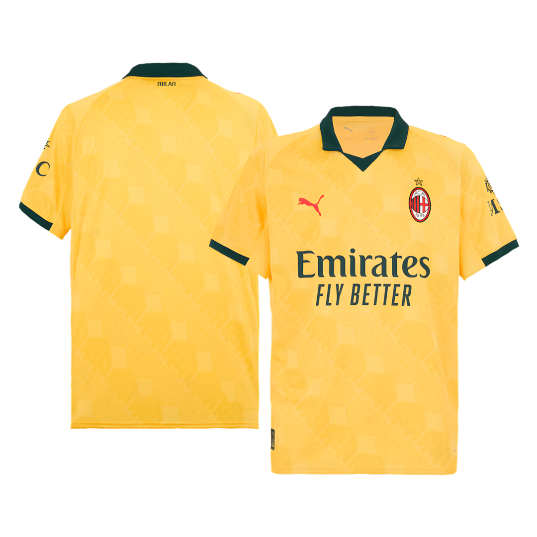 AC Milan 2025-26 Third Away Yellow Football Jersey, Fan Version