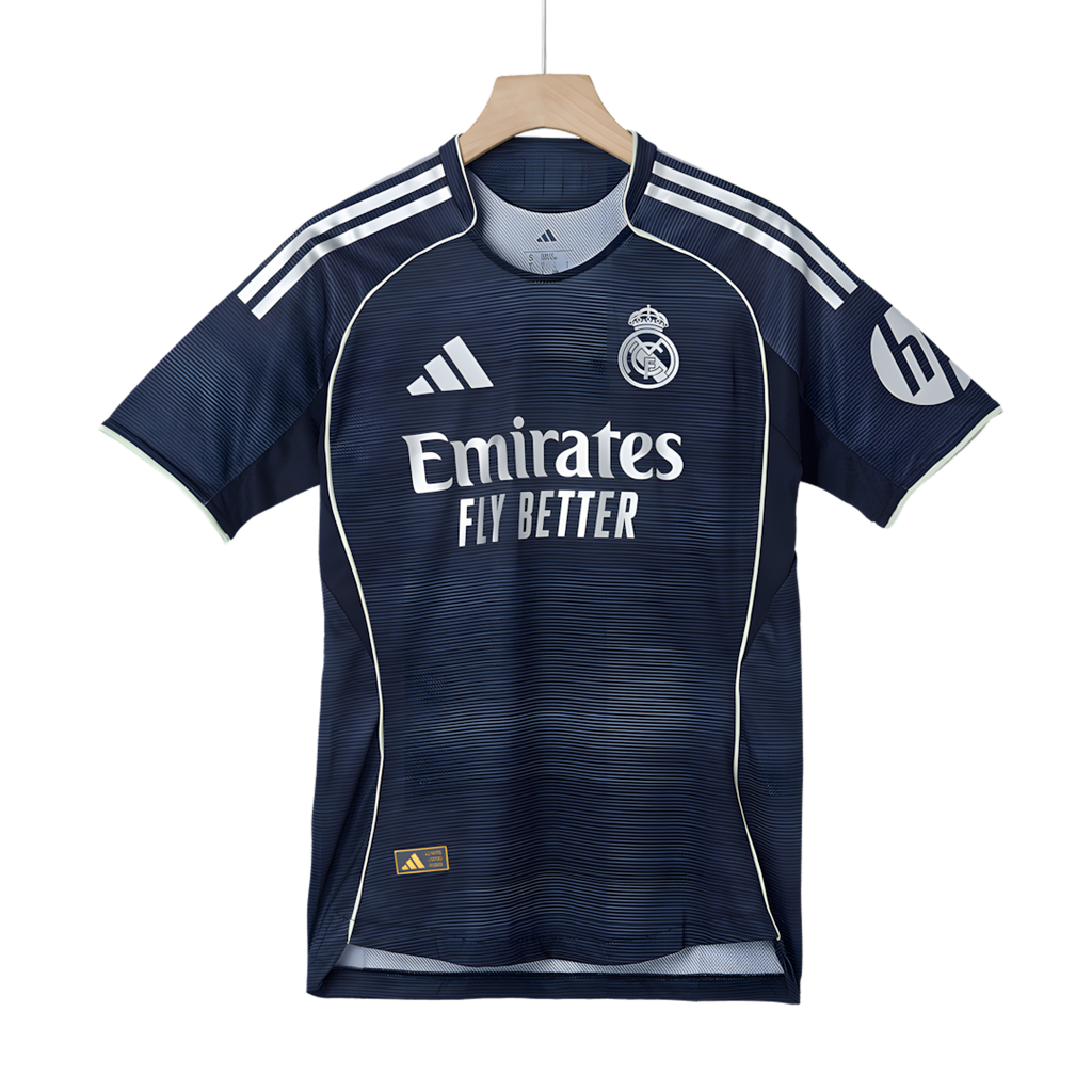 25-26 Season Real Madrid Away Football Jersey Kit, Classic Black and Blue Colorway