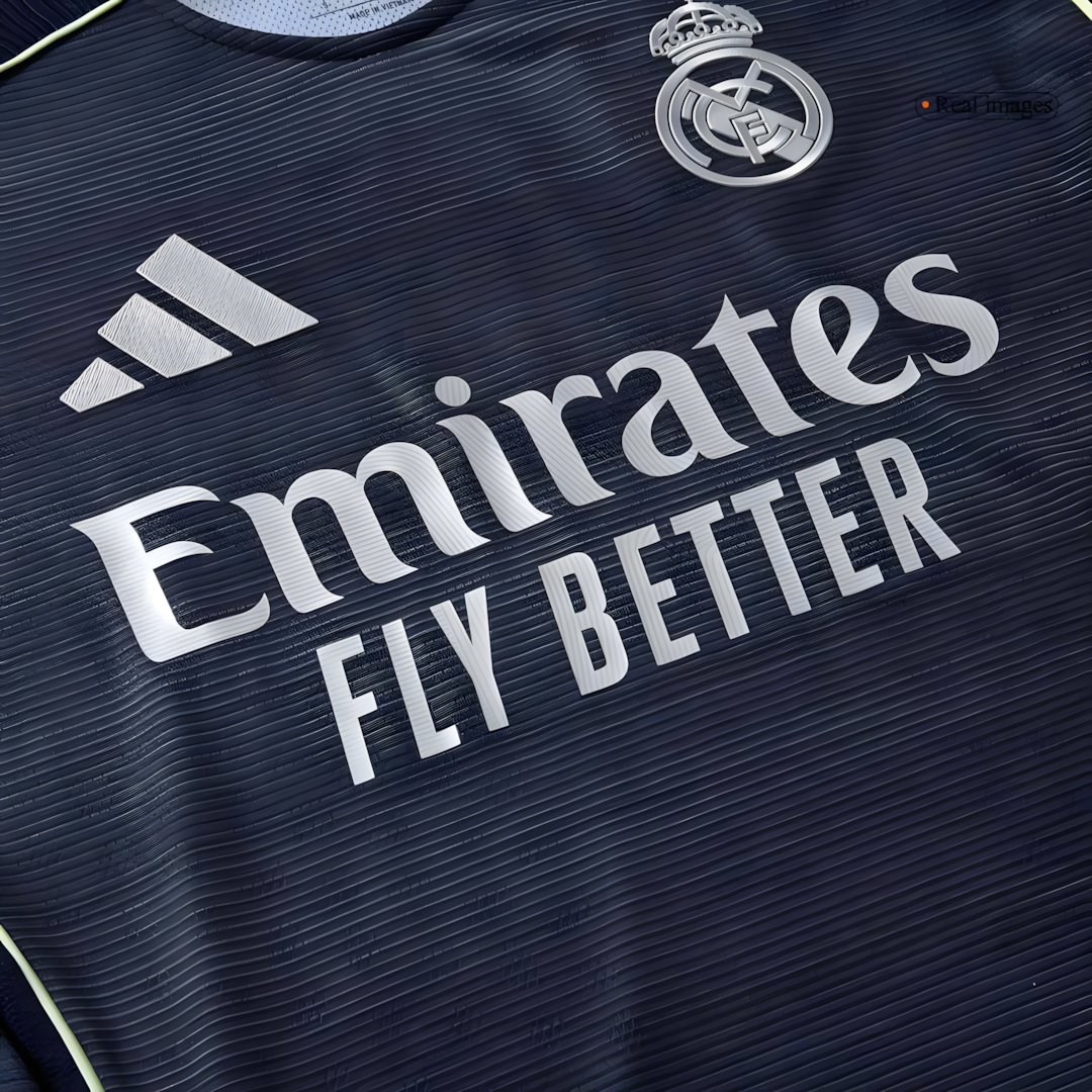 25-26 Season Real Madrid Away Football Jersey Kit, Classic Black and Blue Colorway