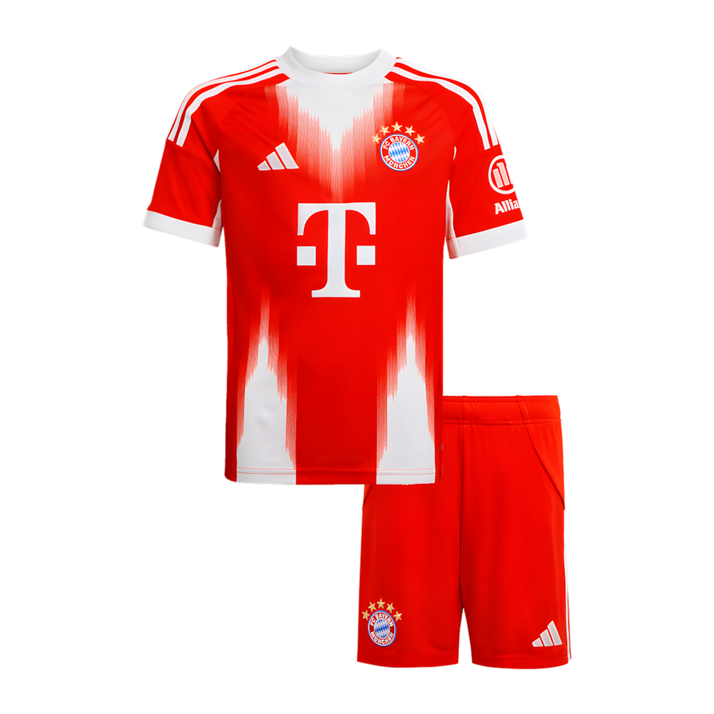 Bayern Munich 2025-2026 Home Football Jersey Set, Classic Red and White Colorway