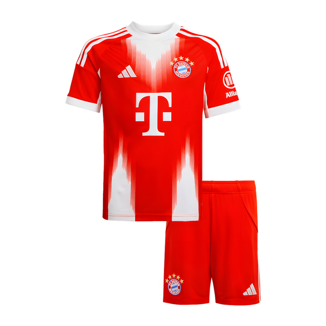 Bayern Munich 2025-2026 Home Football Jersey Set, Classic Red and White Colorway