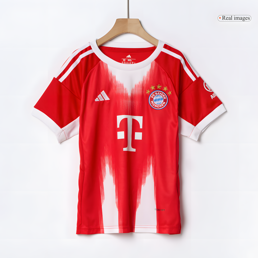 Bayern Munich 2025-2026 Home Football Jersey Set, Classic Red and White Colorway